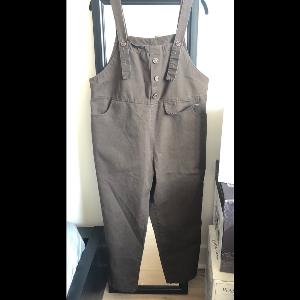 Brown cotton overalls
